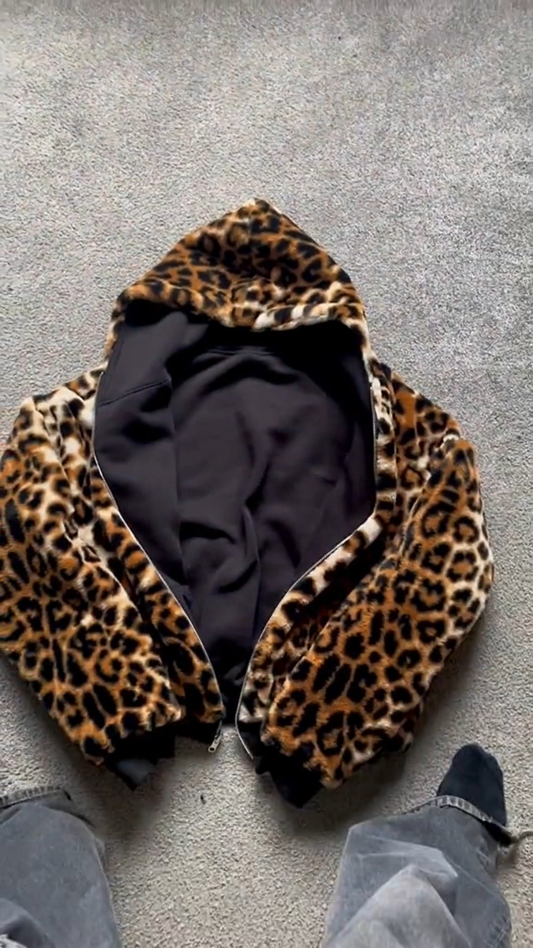 Muchic Unisex REVERSIBLE LEOPARD PRINT ZIP HOODIE