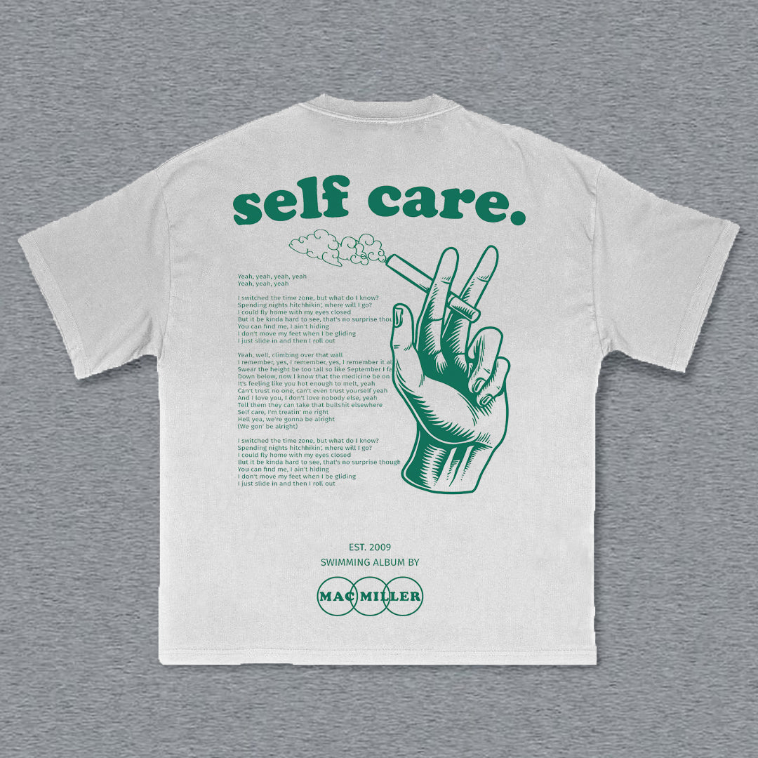 Muchic Self Care Print Short Sleeve T-Shirt