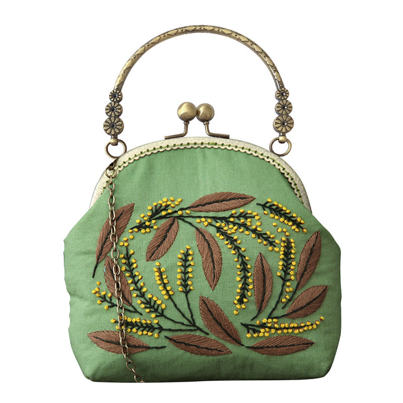 Lu Embroidery Hand-Embroidery Diy Material Bag Three-Dimensional Ribbon Embroidery Tote Bag Cross-Body Bag Dual-Purpose(duty free)