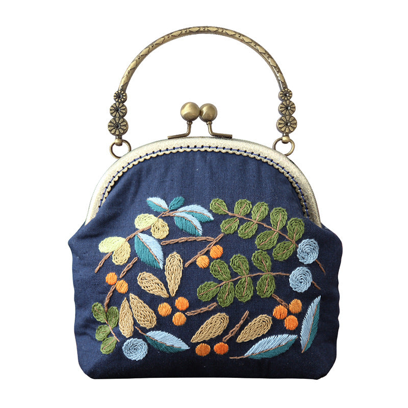 Lu Embroidery Hand-Embroidery Diy Material Bag Three-Dimensional Ribbon Embroidery Tote Bag Cross-Body Bag Dual-Purpose(duty free)