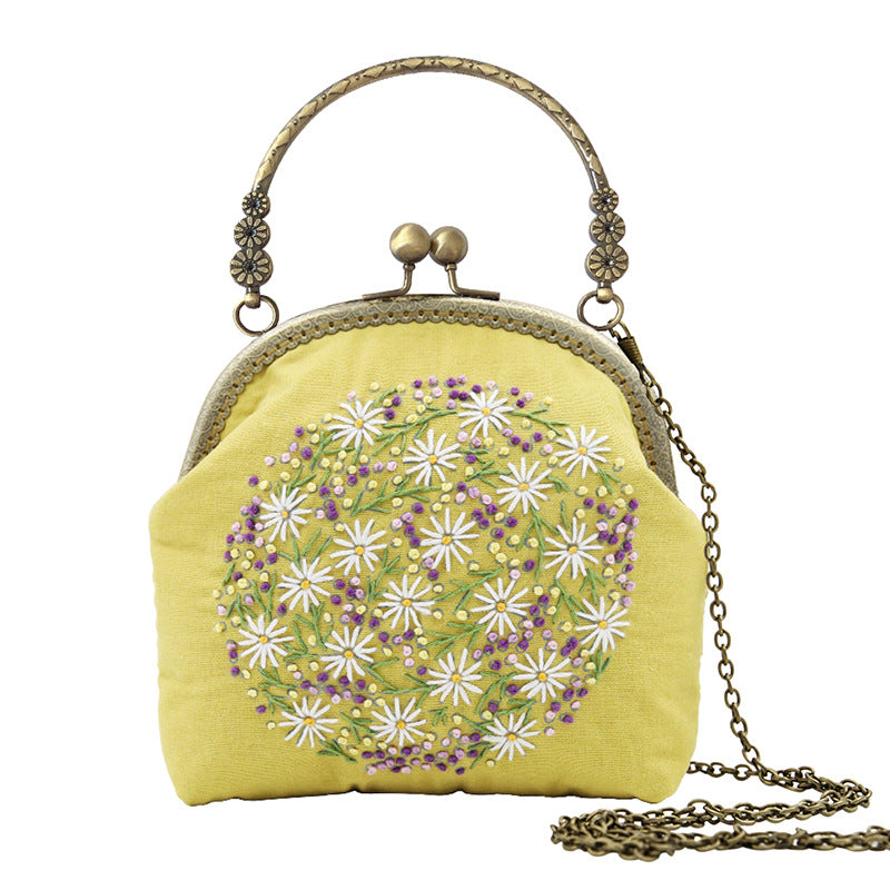 Lu Embroidery Hand-Embroidery Diy Material Bag Three-Dimensional Ribbon Embroidery Tote Bag Cross-Body Bag Dual-Purpose(duty free)