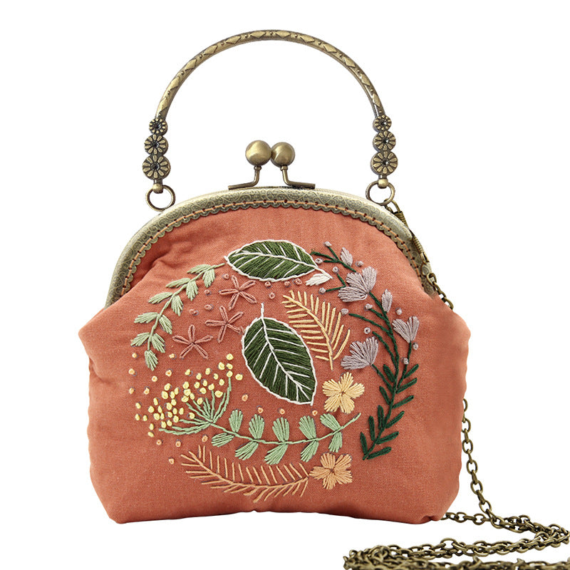 Lu Embroidery Hand-Embroidery Diy Material Bag Three-Dimensional Ribbon Embroidery Tote Bag Cross-Body Bag Dual-Purpose(duty free)