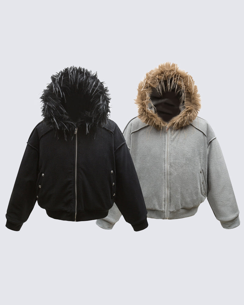 Muchic Unisex Fur-Lined Bomber Hoodies – Ultimate Winter Style