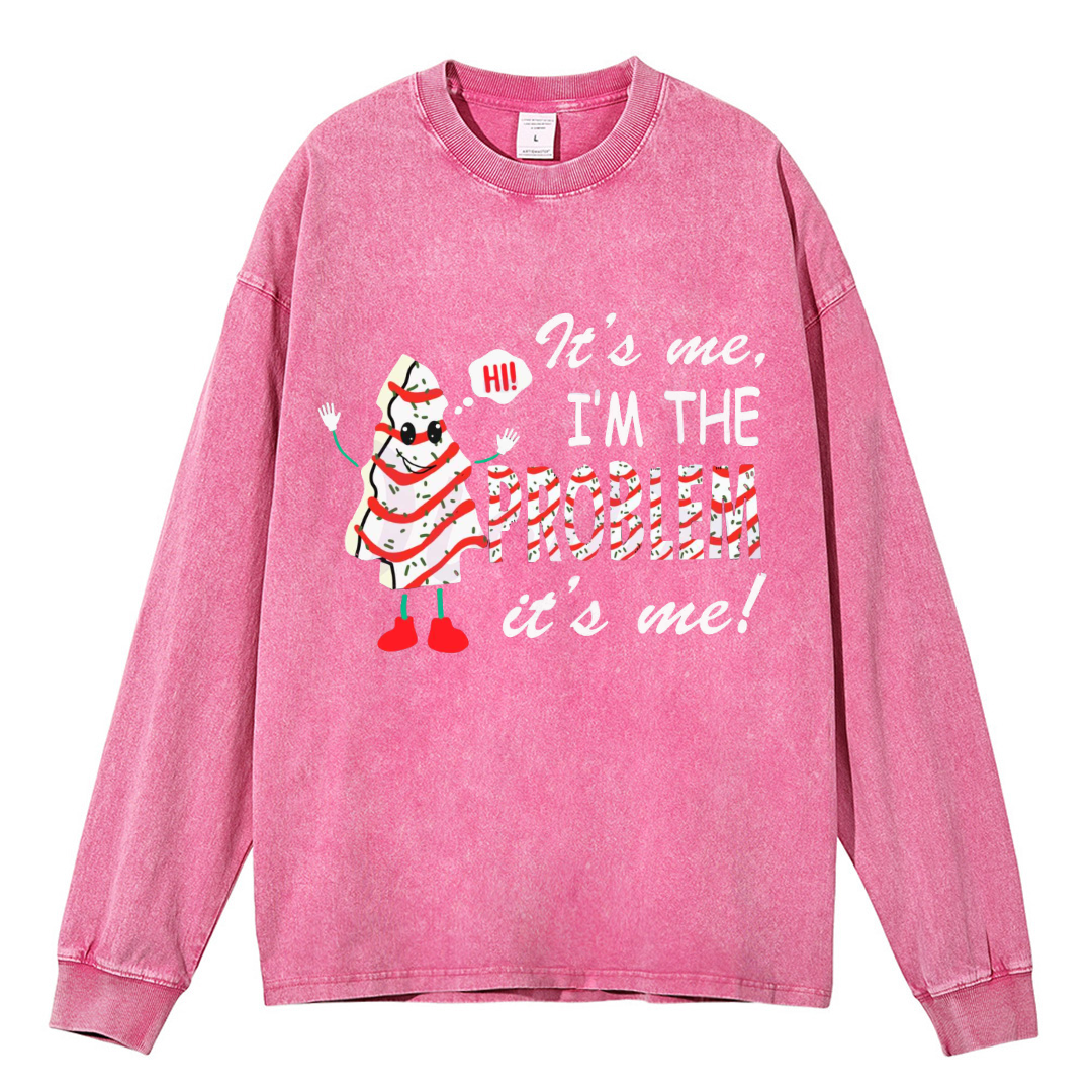 Muchic Its Me Unisex Casual Washed Printed Round Neck Long Sleeve T-shirt