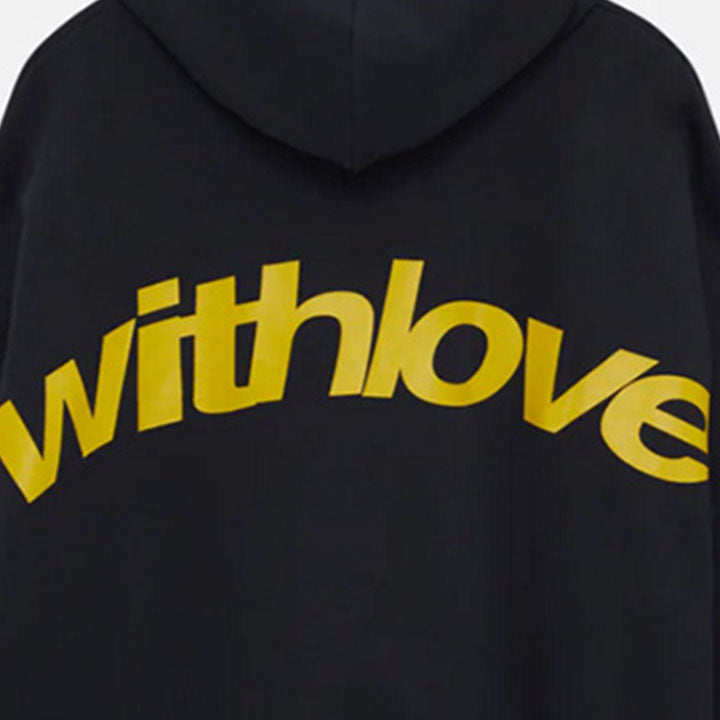 Muchic unisex 'withlove' graphic print long sleeve hoodie