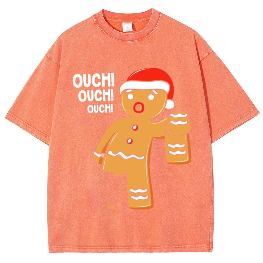 Muchic Ouch Unisex Oversized Print Vintage Wash Denim T-Shirt