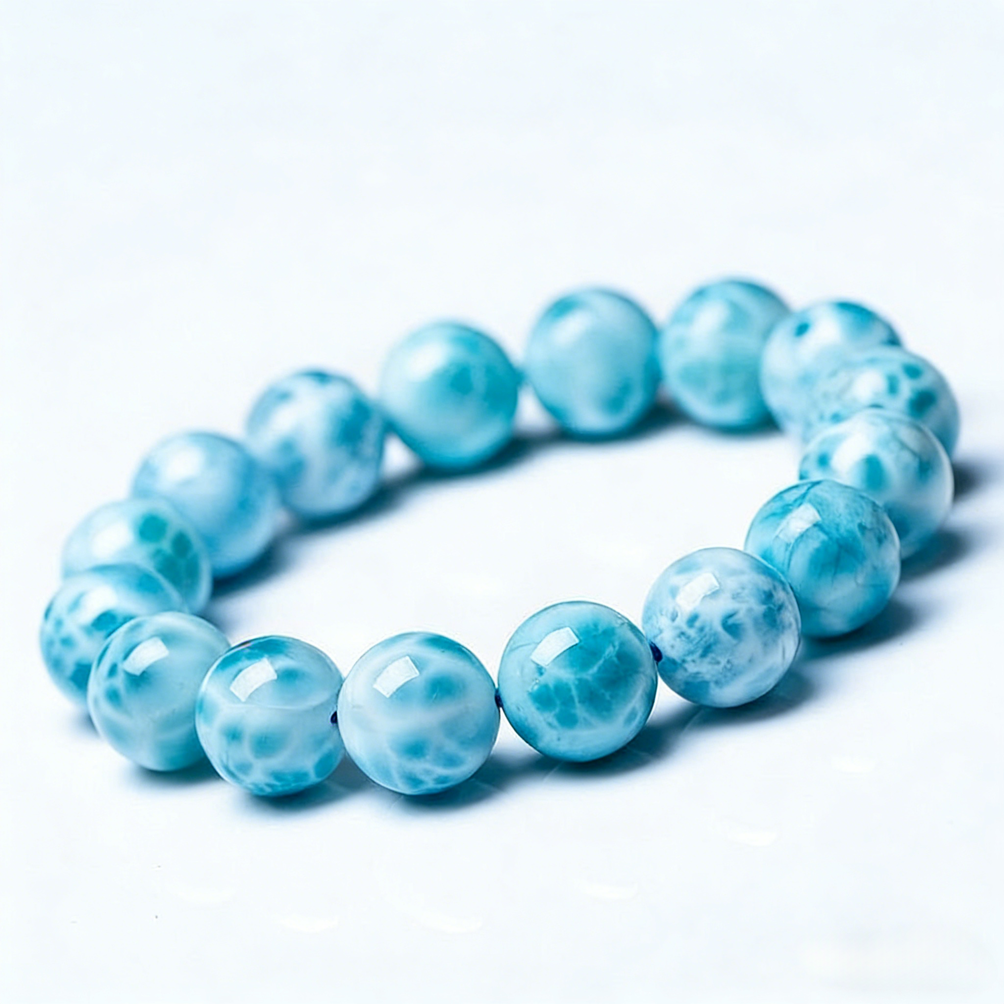 Natural Larimar Beaded Bracelet – Calm Energy & Ocean Stone Jewelry
