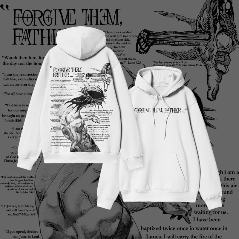 Muchic Fashion Print 'Forgive Them, Dad Bible Verse' Graphic Long Sleeve Hoodie