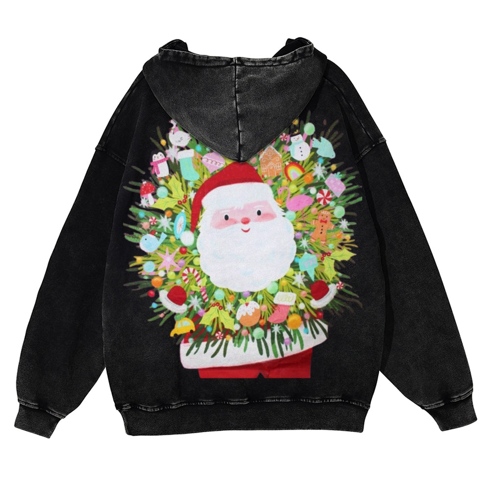 Muchic Unisex Santa Magical Surprise Casual Washed Hoodie