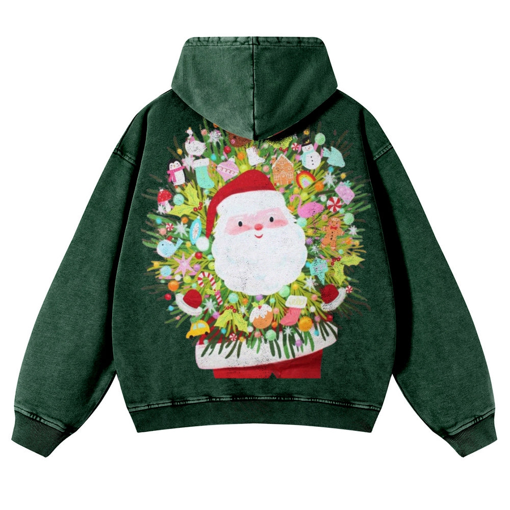 Muchic Unisex Santa Magical Surprise Casual Washed Hoodie