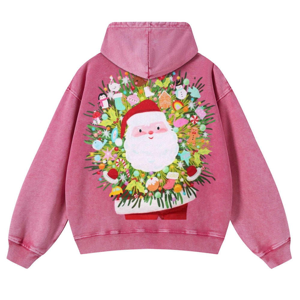 Muchic Unisex Santa Magical Surprise Casual Washed Hoodie