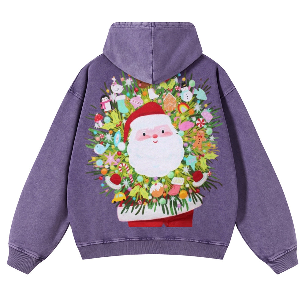 Muchic Unisex Santa Magical Surprise Casual Washed Hoodie