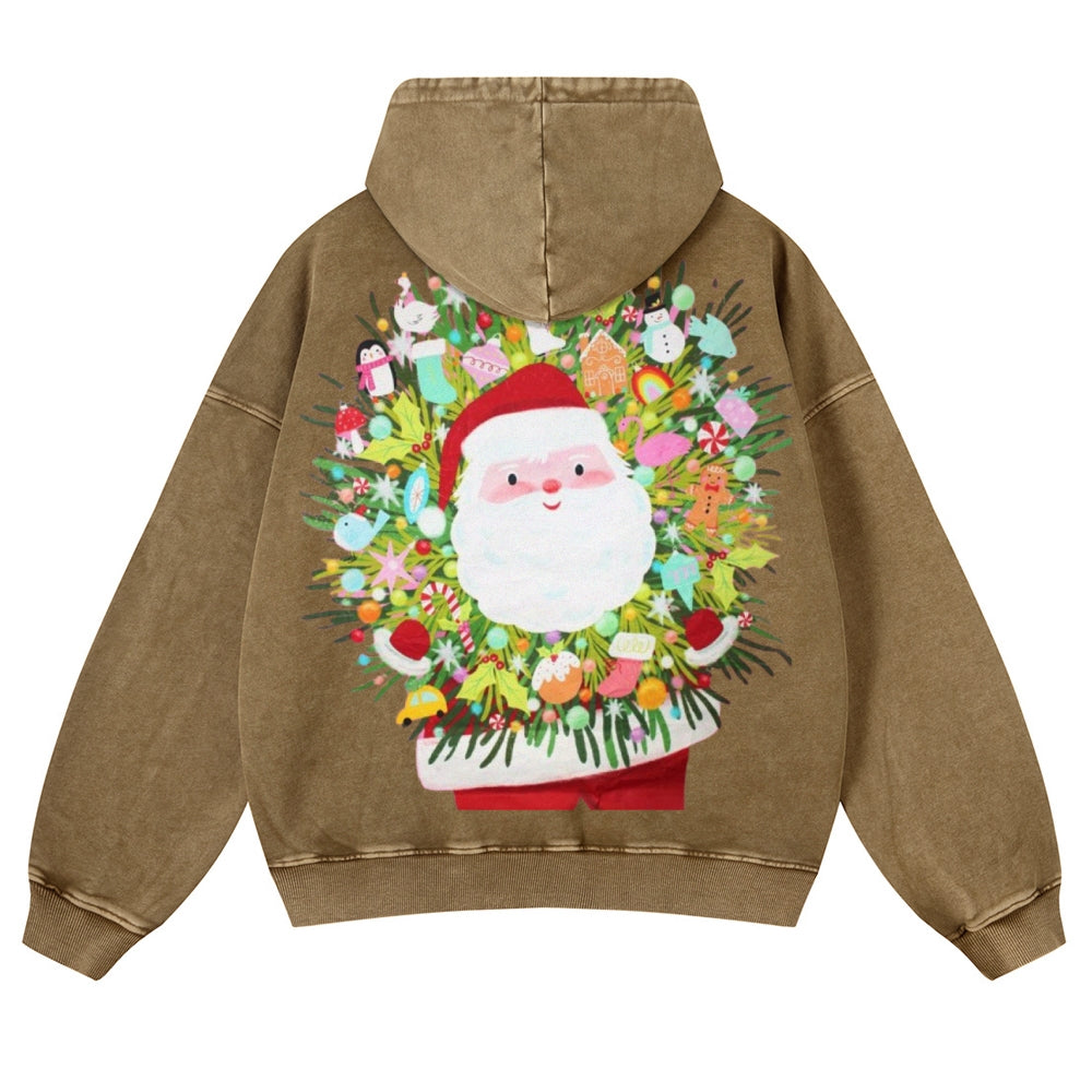 Muchic Unisex Santa Magical Surprise Casual Washed Hoodie