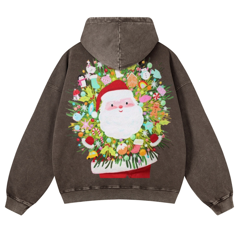 Muchic Unisex Santa Magical Surprise Casual Washed Hoodie