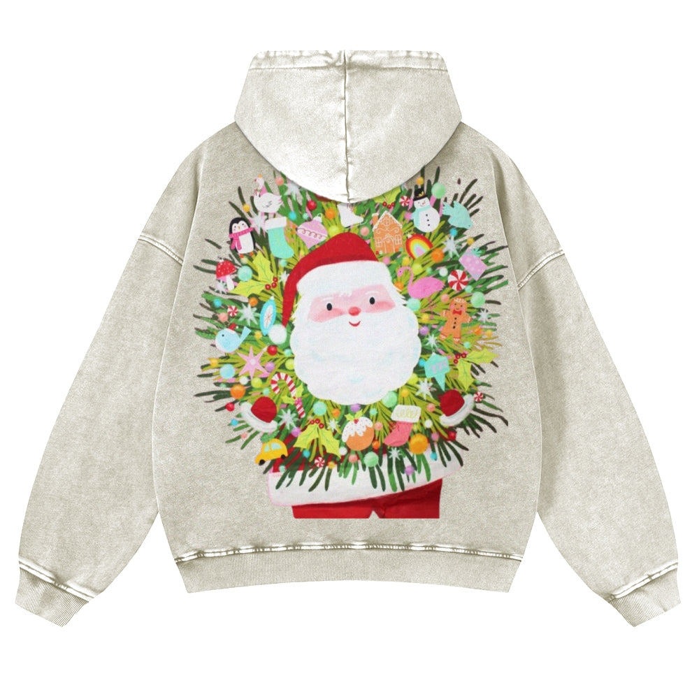 Muchic Unisex Santa Magical Surprise Casual Washed Hoodie