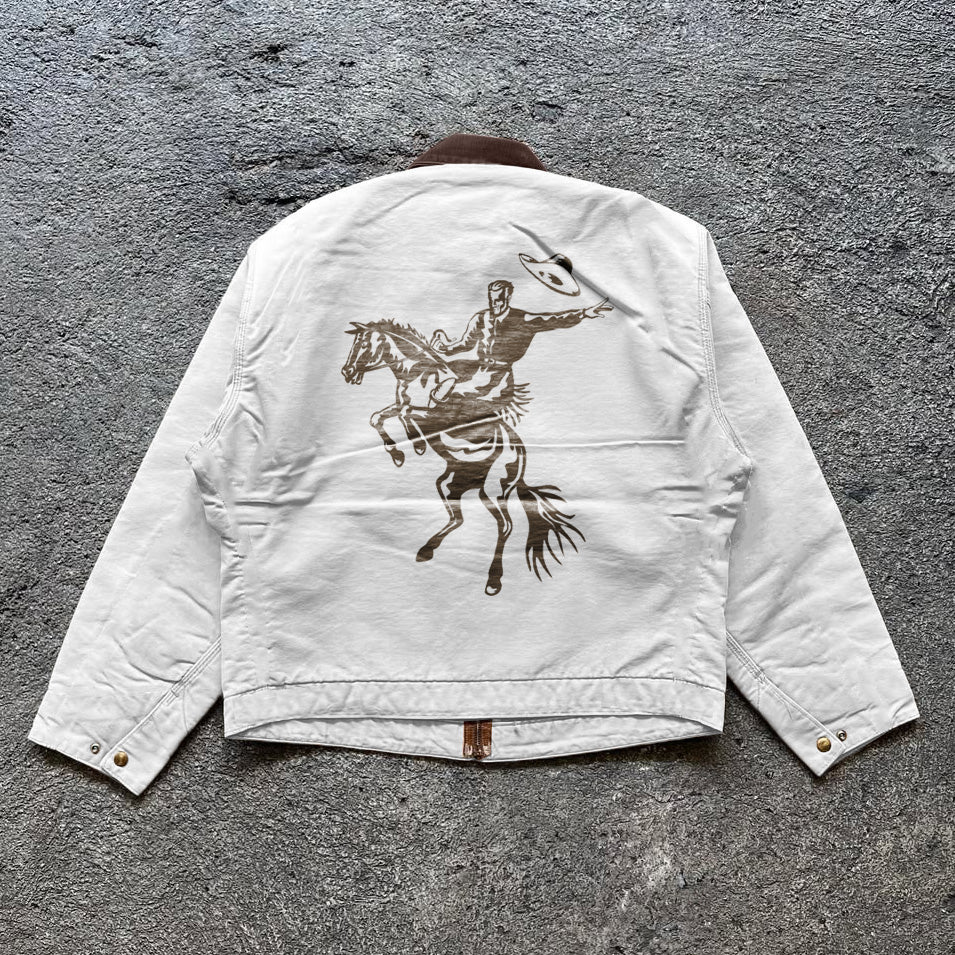 Letter Knight Printed Long Sleeve Zipper Design Jacket