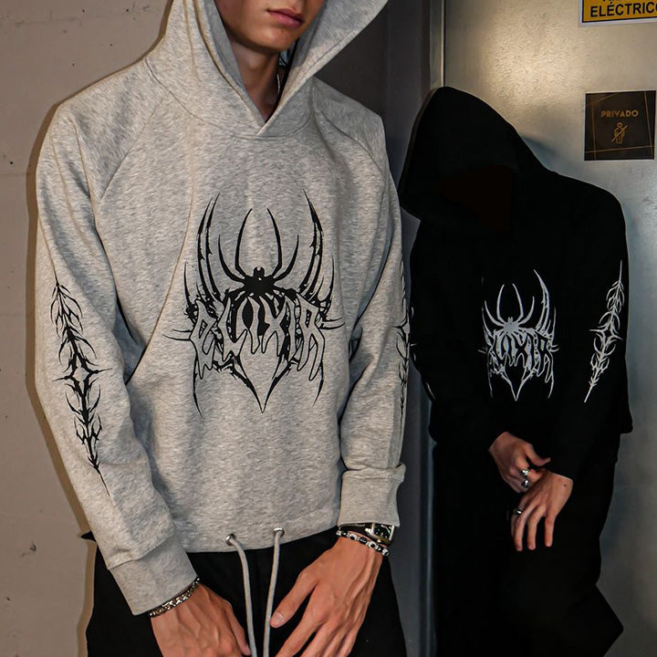 💥Limited time discount💥Muchic Early Autumn new unisex spider pattern printed hooded sweatshirt