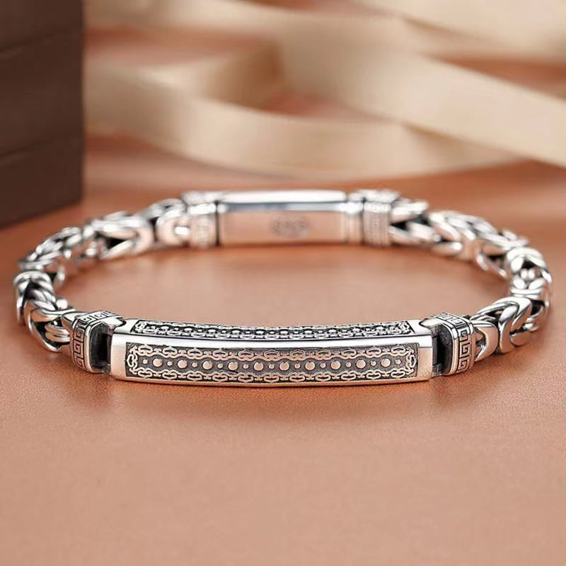 S925 Protection Energy Bracelet – Ancient Peace Pattern Guardian Silver Chain for Men
