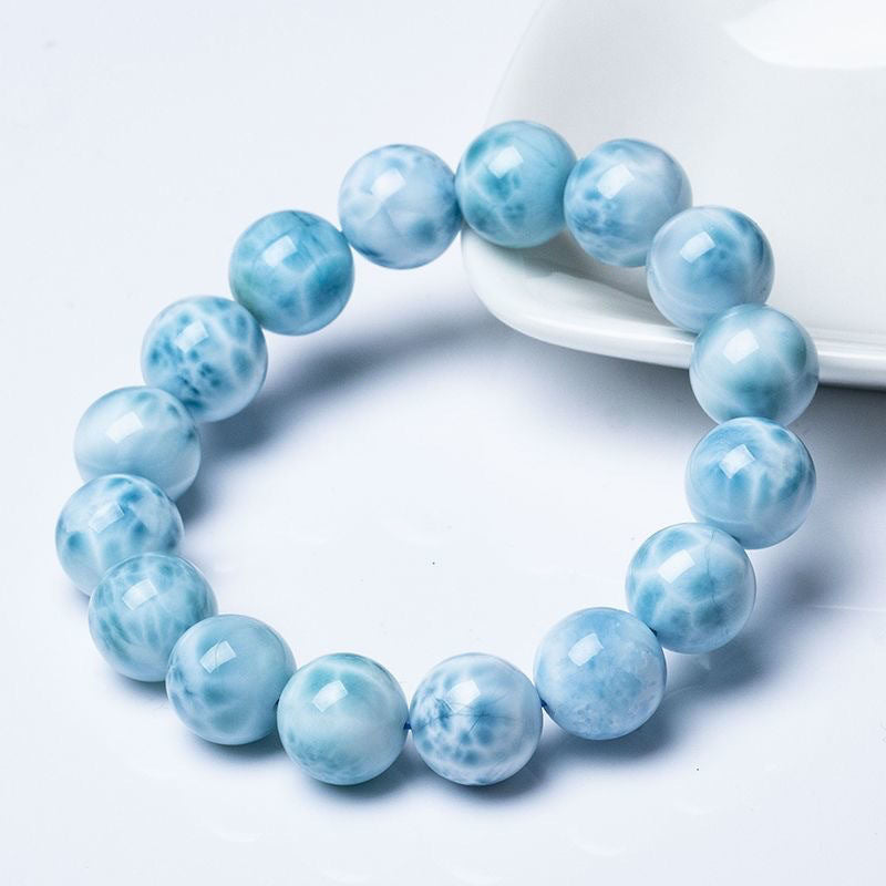 Natural Larimar Beaded Bracelet – Calm Energy & Ocean Stone Jewelry