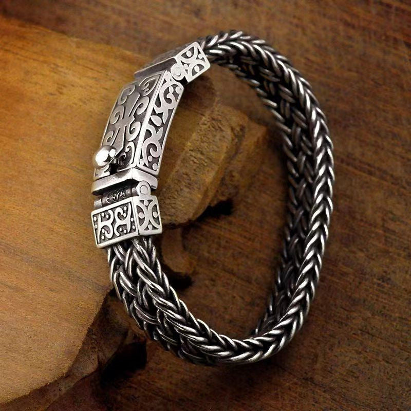 Heavy Braided Stainless Steel Bracelet – Vintage Thai Style