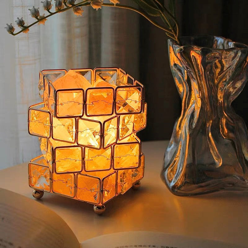 Geometric Ambient Aroma Lamp – Warm Glow Home Decor