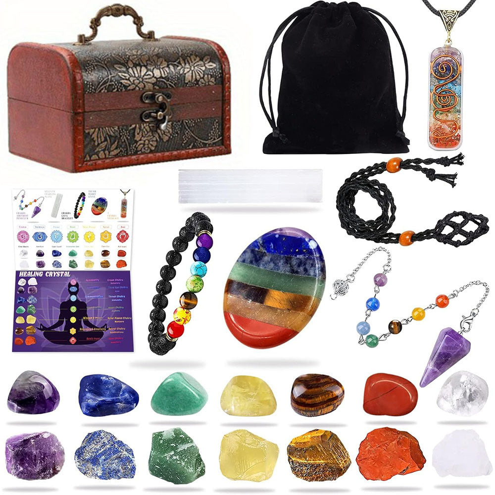 22-Piece Natural Crystal Energy Set – Meditation, Jewelry & Ritual Kit