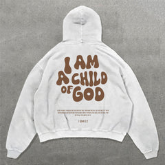 Muchic I Am A Child Of God Print Long Sleeve Hoodies