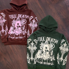 Muchic Casual Till Death Do Us Part Print Long Sleeve Hoodies