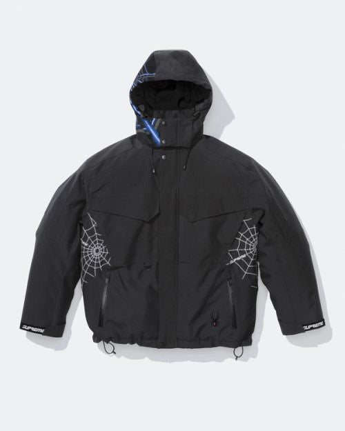 Muchic Unisex "Spider Embroidery" Graphic Print Padded Hooded Jacket