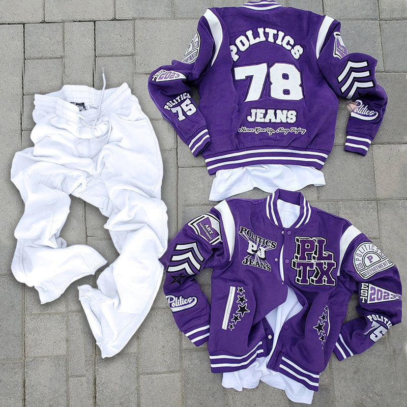 Varsity Baseball Jacket and Pants Two-Piece Set