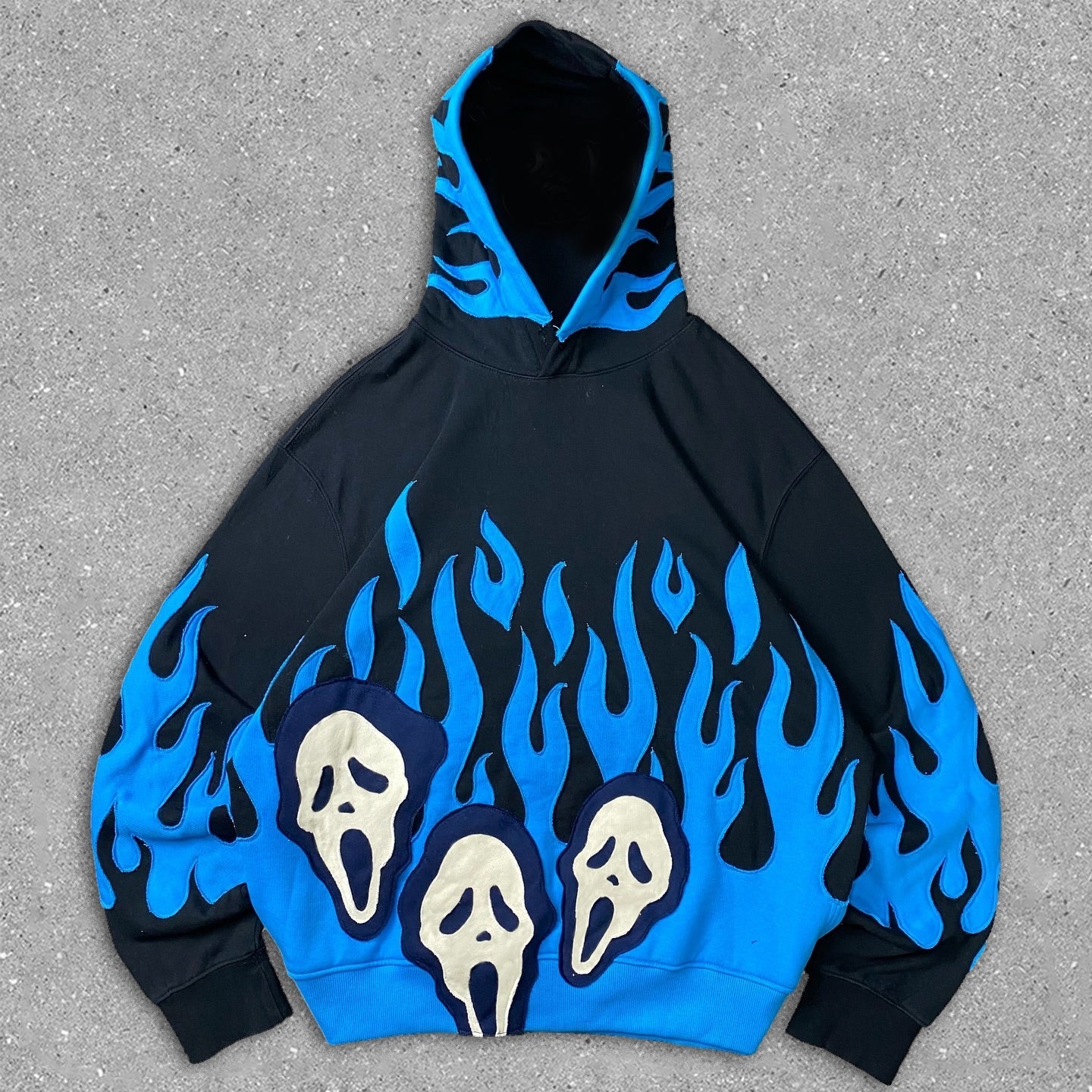 Muchic Flame Skull Contrast Hoodie