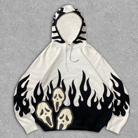 Muchic Flame Skull Contrast Hoodie