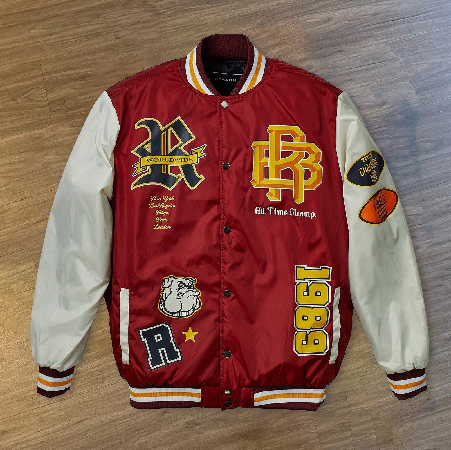 Muchic Casual Retro College Style Baseball Jacket Red / S Coats & Jackets