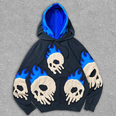 Muchic Skull Double Hooded Sweatshirt