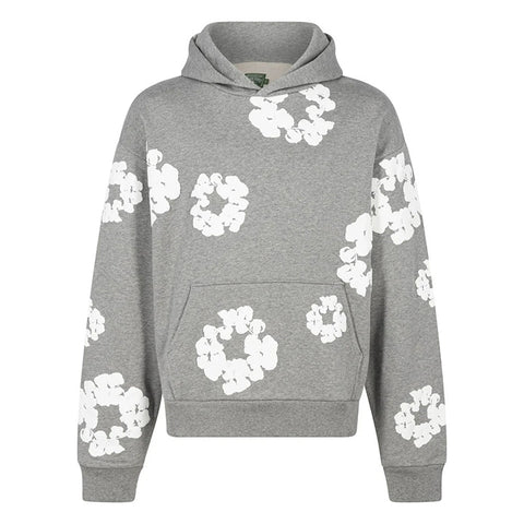 Muchic Unisex Casual Street Floral Print Hoodie