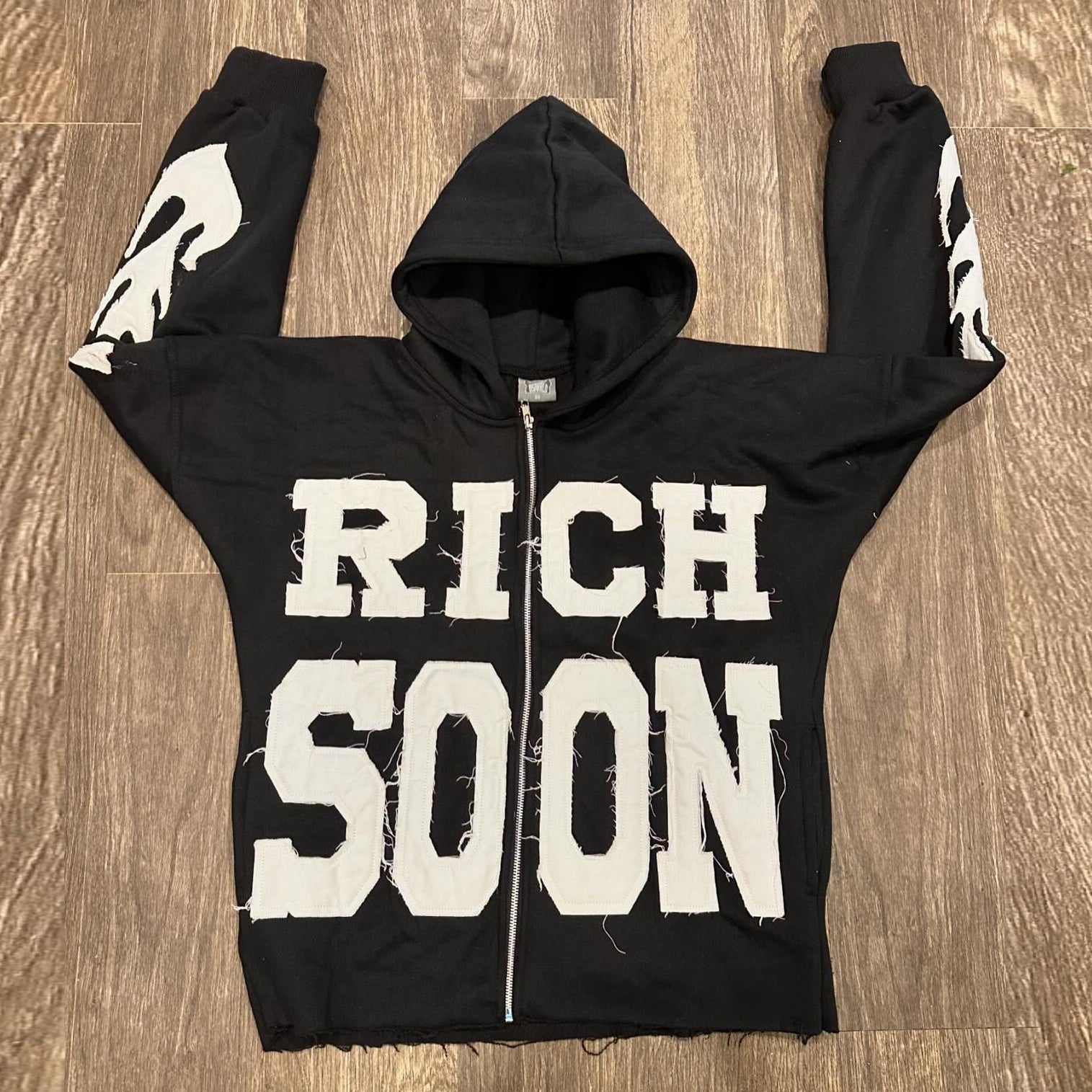 Muchic Fashionable personalized patch loose hoodie