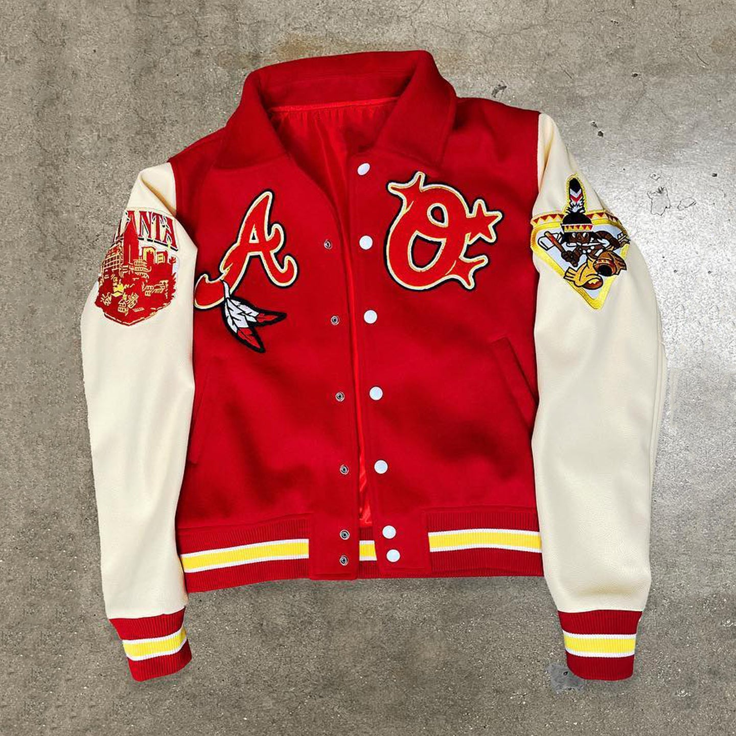 Muchic Eagles Casual Street Patchwork Embroidered College Baseball Jacket Red / S Coats & Jackets