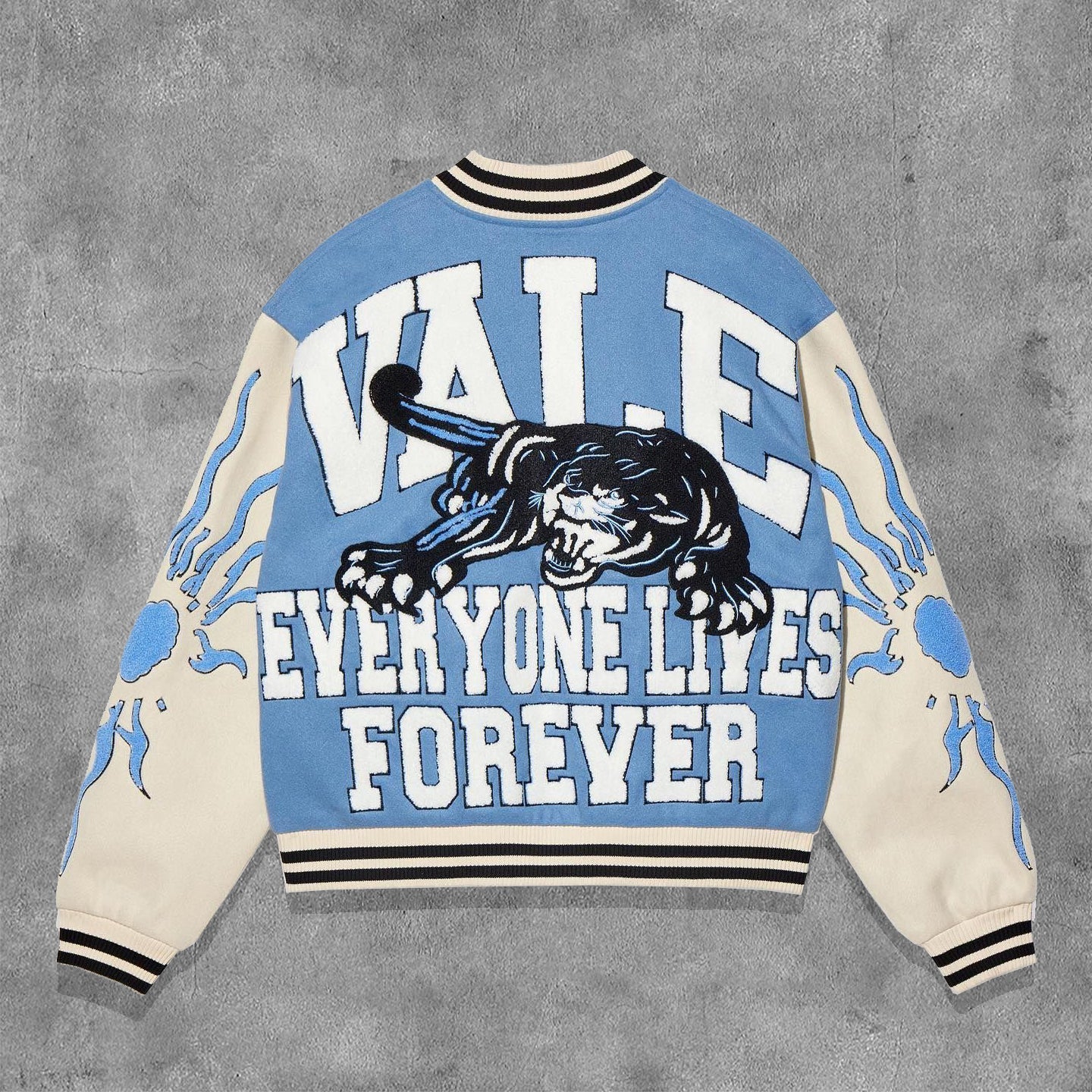 Muchic Letter & Animal Print Long Sleeve Baseball Jacket Sky_Blue / S Coats Jackets