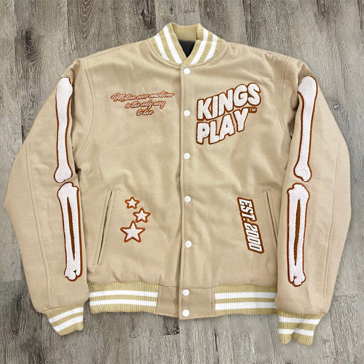 Muchic Khaki Trendy Retro Sports Baseball Uniform / S Coats & Jackets