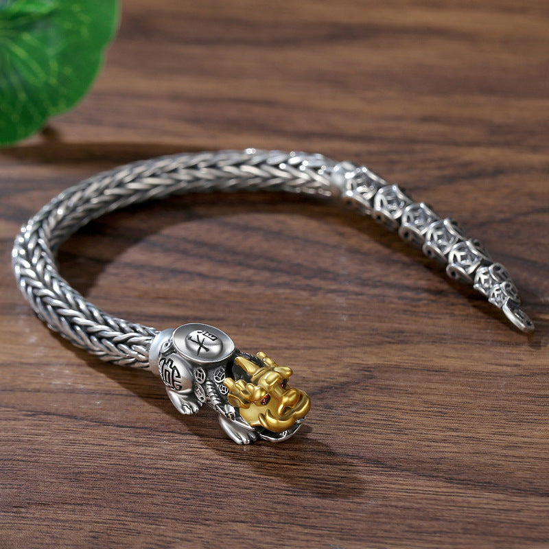 Lucky Pixiu Braided Bracelet for Men – Wealth & Protection Sterling Steel Wristband