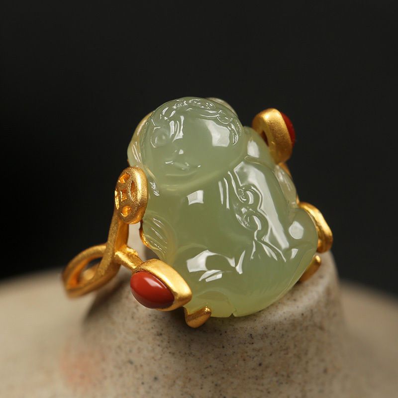 Pixiu Jade Ring – Feng Shui Lucky Wealth Protection Jewelry