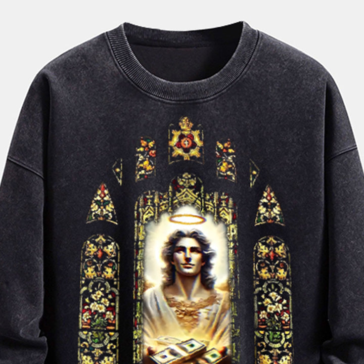 MUCHIC Unisex Fashion "Faith" Christ Graphic Print Long Sleeve Hoodie (T-shirt)