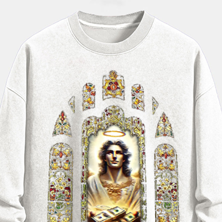 MUCHIC Unisex Fashion "Faith" Christ Graphic Print Long Sleeve Hoodie (T-shirt)