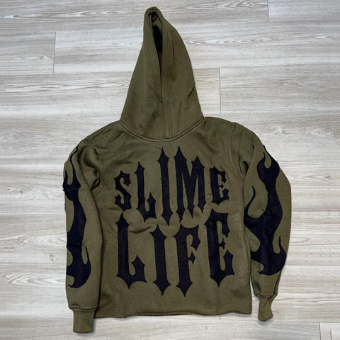 Muchic Slime Life Flame Print Long Sleeve Hoodies