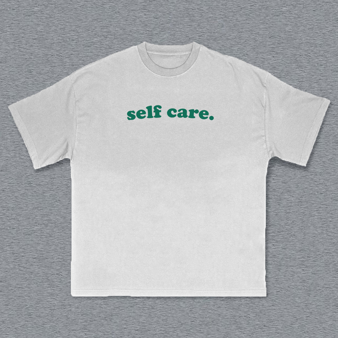 Muchic Self Care Print Short Sleeve T-Shirt