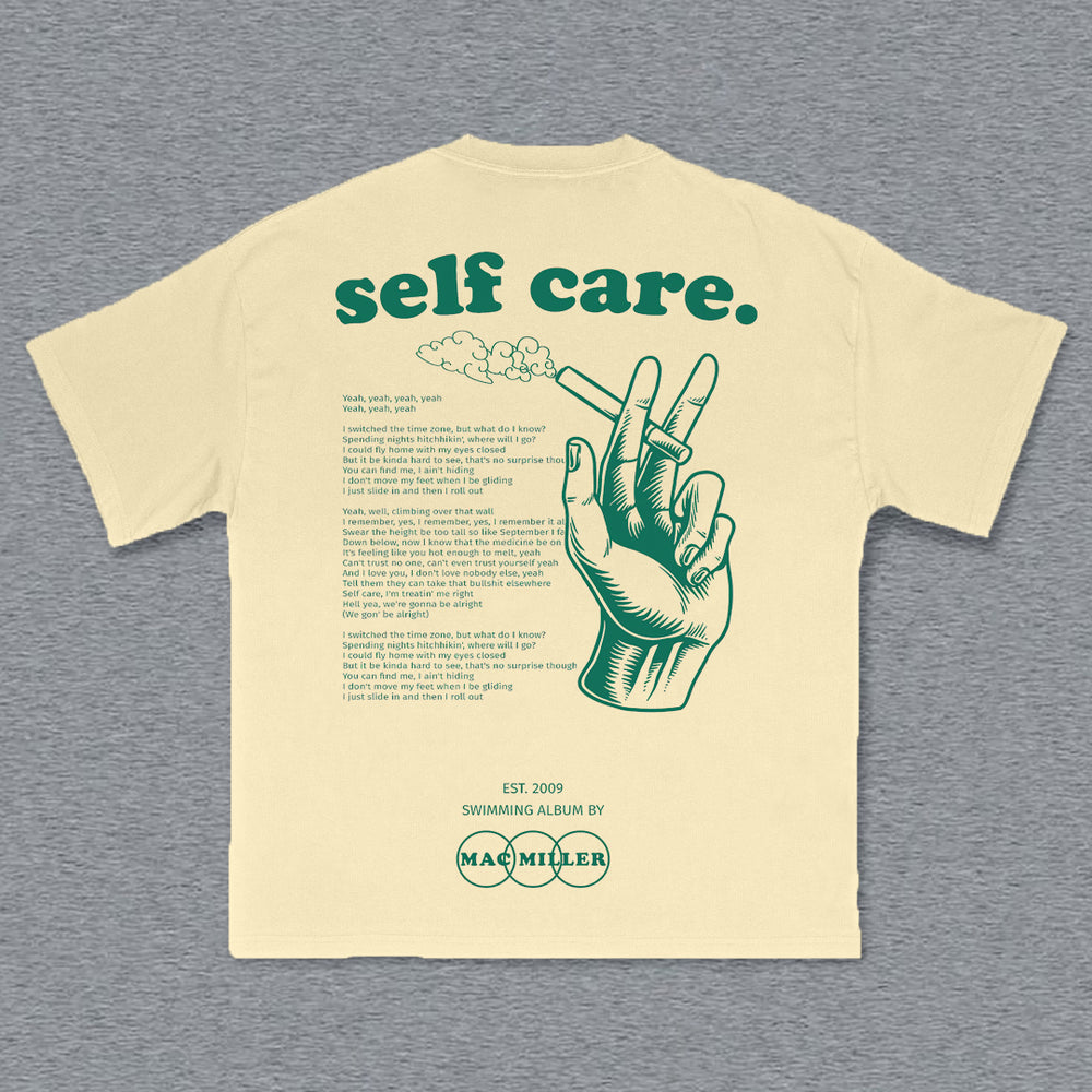 Muchic Self Care Print Short Sleeve T-Shirt