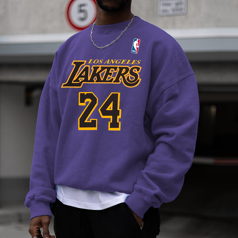 Basketball Letter Printed Round Neck Sweater