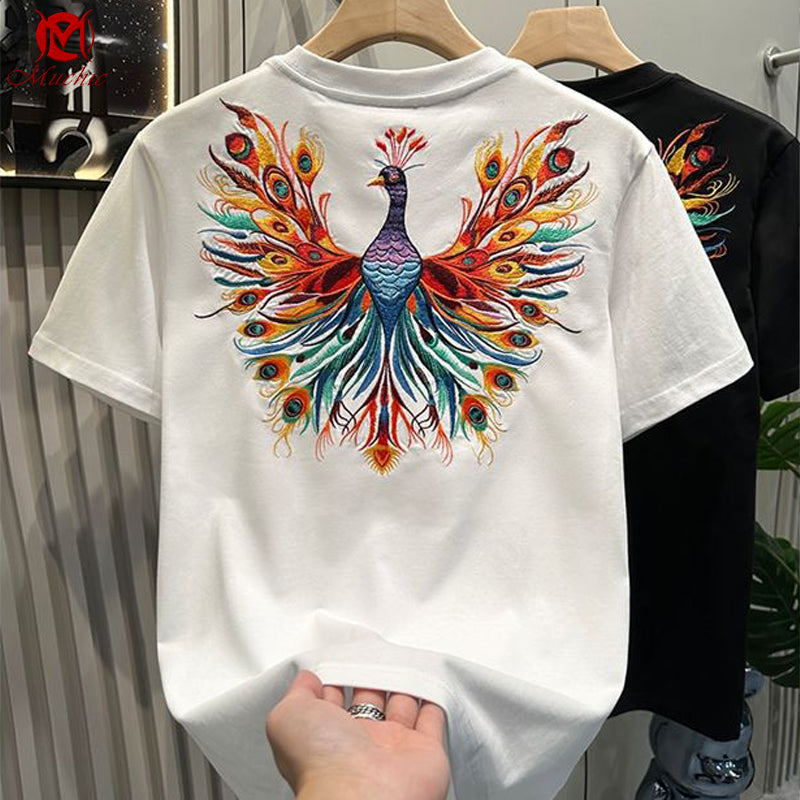Unisex Intangible Cultural Heritage The Phoenix Embroidery T-shirt(Hand Embroidered) (Duty Free)
