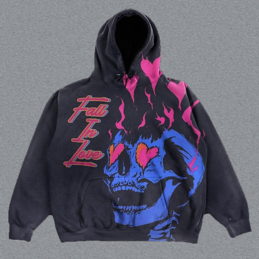 Muchic Fall In Love Skull Print Hoodies