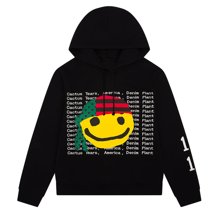 Muchic Unisex "Wreath" Retro Fashion Smiley Face Print Round Neck Long Sleeve Hooded Sweatshirt